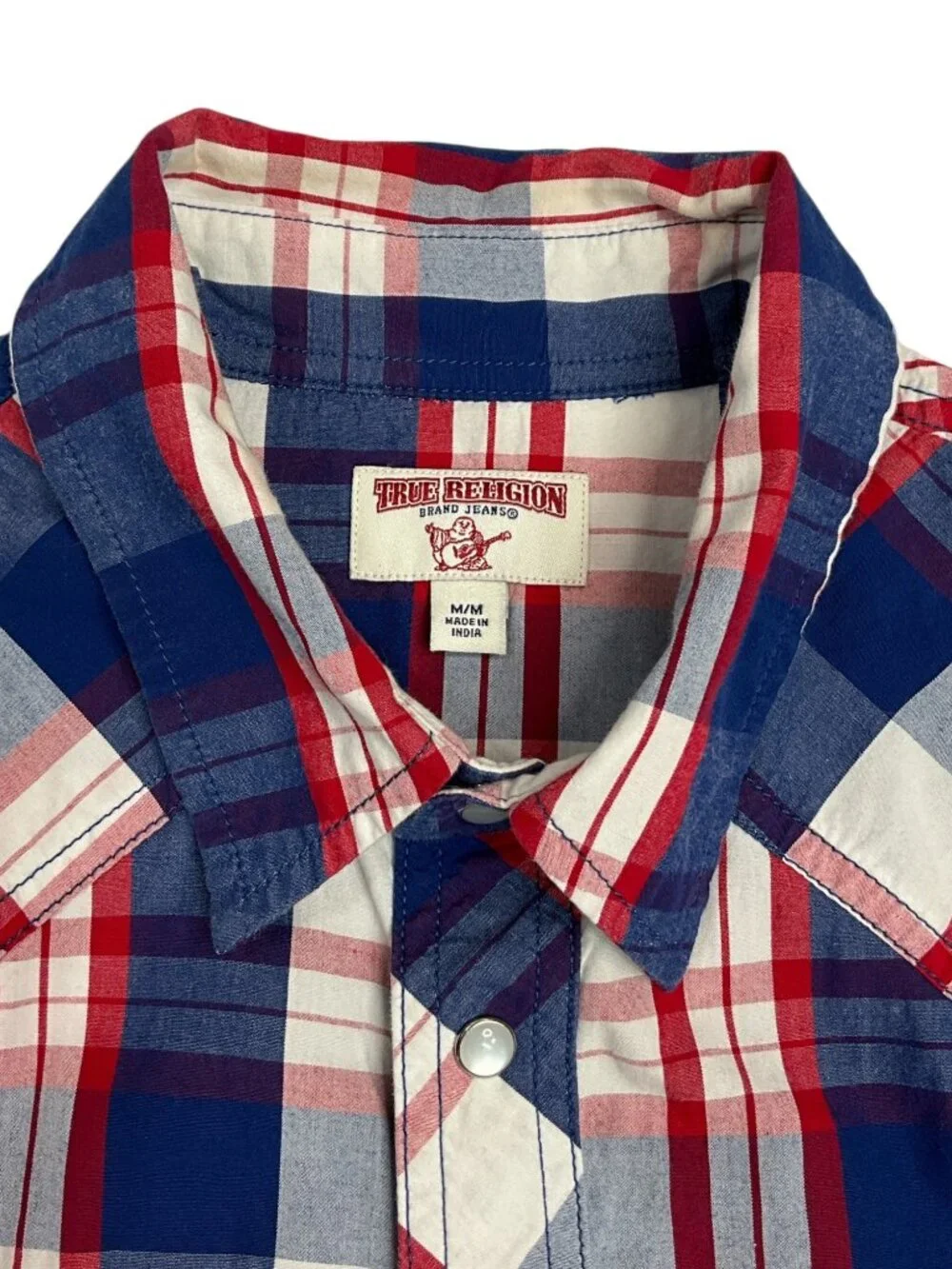 True Religion Pearl Snap Western Shirt M Red White Blue Patriotic